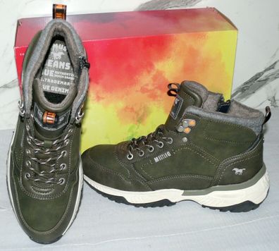 Mustang Denim Warme ZIP Herbst Winter Schuhe Boots Stiefel Futter 42 Dk. Grün D91