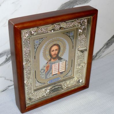 ??????? ????? ??????? Ikone Jesus Christus ????? 27x24cm Holz Glas N7