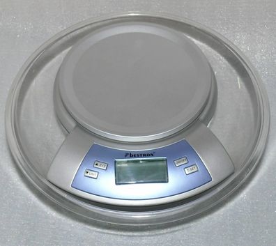 Bestron EK6317 Küchenwaage Digitale Feinwaage LCD 5Kg Schüssel Silber Blau