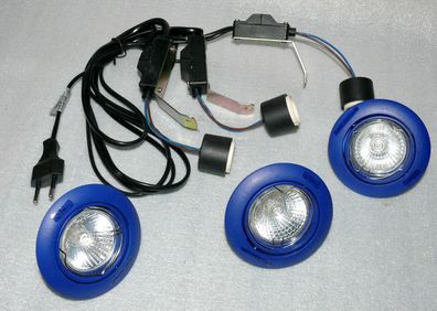 Alaska GT7 GU10 Halogen Decken Wand Licht Strahler Spots Leuchte 3x50W Blau