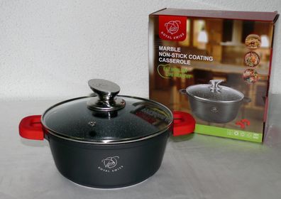 Royal Swiss Ø20cm 2L Koch Suppen Geschirr Casserole Topf Deckel Marmorschicht BK