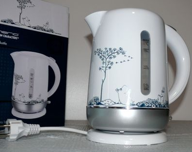 Designer Wasserkocher MOOMIN Serie Auto OFF 1,7L 360° 2200W Antikalk BPA Frei Weiß