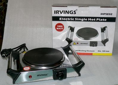 Irvings IHPSE02 Elektro Kochplatte Kochfeld 1800W Party Camping Garten Kochen ED