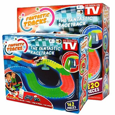 Fantastic Tracks Kinder LED Rennbahnset XXL Version 382 Teile 2 Autos Trucks