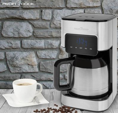 Profi Cook PCKA1191 Digitale Kaffeemaschine 1,2L Thermokanne 800W LCD UhrAUTOOFF