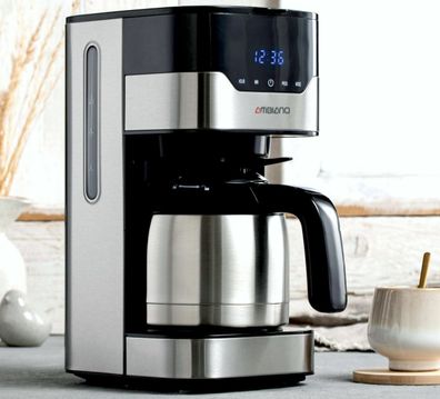 MD18458 Kaffeemaschine Thermoskanne Program. Timer 1,2L Warmplatte Edelstahl BLK