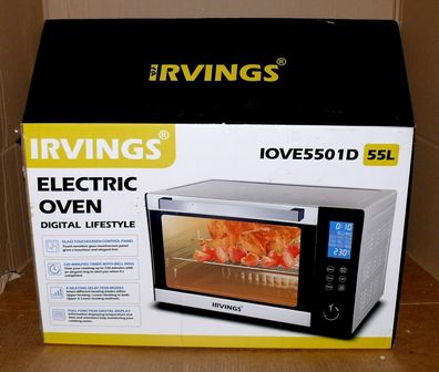 Irvings IOVE5501D 55L Backofen Grill Pizza Drehspieß 250°C 120Min Touchscreen