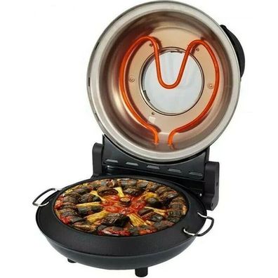 F&M Germany Pizza Express Ofen 1200W 350° Keramik Steinplatte Timer Vorheizt BLK