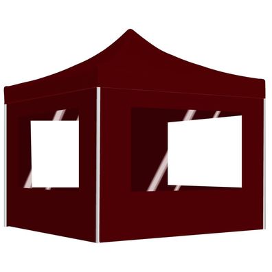 vidaXL Profi-Partyzelt Faltbar mit Wänden Aluminium 3×3m Weinrot