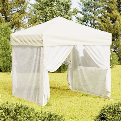 vidaXL Partyzelt Faltbar mit Seitenwänden Creme 2x2 m