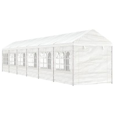 vidaXL Pavillon mit Dach Weiß 13,38x2,28x2,69 m Polyethylen