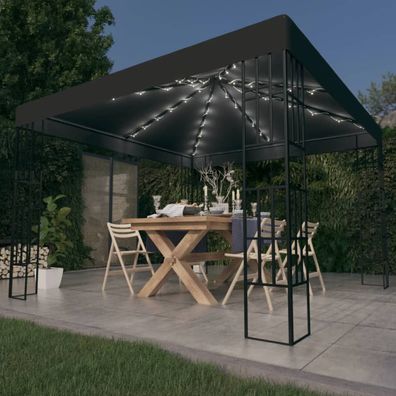 vidaXL Pavillon mit LED-Lichterkette 3x3 m Anthrazit