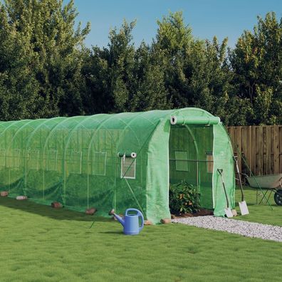 vidaXL Gewächshaus mit Stahlrahmen Grün 24 m² 12x2x2 m