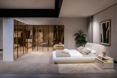 Moderne Schlafzimmer Garnitur Doppelbett Kleiderschrank 2x Nachttische