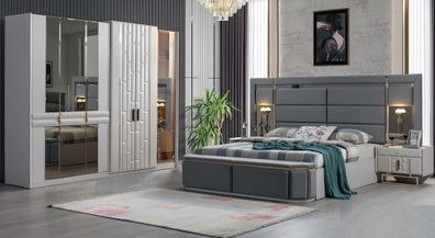 Komplett Schlafzimmer Möbel Set Bett 2x Nachttisch Kleiderschrank Neu