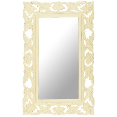 vidaXL Spiegel Handgeschnitzt Weiß 80x50 cm Massivholz Mango