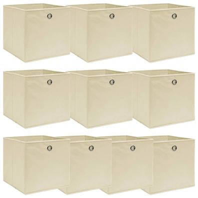 vidaXL Aufbewahrungsboxen 10 Stk. Creme 32x32x32 cm Stoff