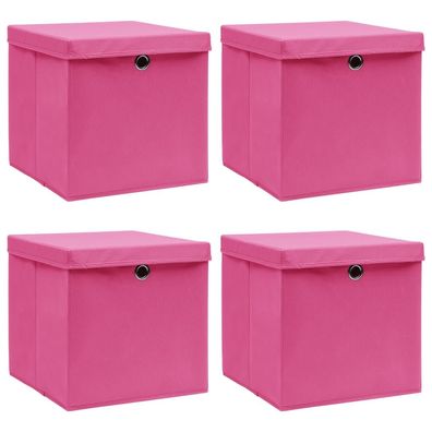 vidaXL Aufbewahrungsboxen mit Deckeln 4 Stk. Rosa 32x32x32 cm Stoff