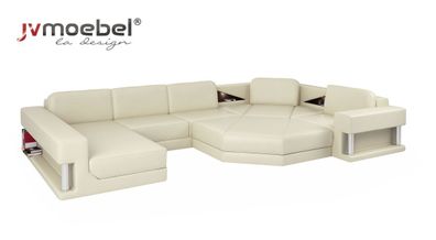 Ecksofa U-Form Couch Wohnlandschaft Sofa Couch Modern Design Sofa Textil Leder