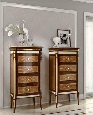 Kommode Luxus Schränke KommodenHolz Möbel Braun Schlafzimmer Set 2tlg