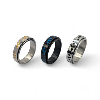 Anti Stress Fidget Ring Mond 2 Sterne Anxiety Ring