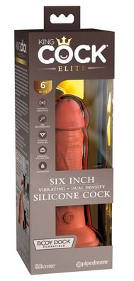 King Cock Elite - 6'' - Vibrating + Dual Density Silicone Cock - (div. Farben)