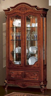 Vitrine Schränke Braun Vitrinen Luxus Schrank Glas Holz Wohnzimmer