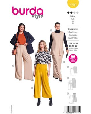 burda Schnittmuster-Set Damen Top & weite Culotte-Hose # 5793 Gr. 36-48