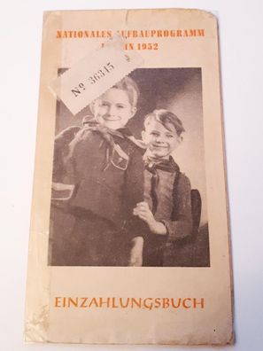 Einzahlungsbuch Nationales Aufbauprogramm Berlin 1952