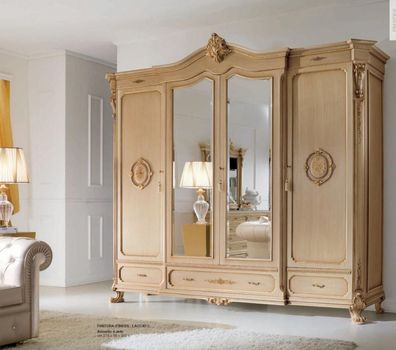 Kleiderschrank Schränke Kleider Beige Schlafzimmer Holz Möbel Schrank Luxus Neu
