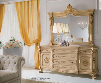 Kommode Spiegel Schminktisch Frisiertisch Konsole Beige Garnitur Schlafzimmer