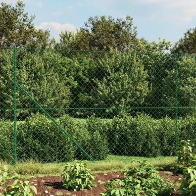 vidaXL Maschendrahtzaun mit Bodenhülsen Grün 2,2x10 m