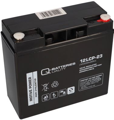 B-Ware Q-Batteries 12LCP-23 / 12V - 23Ah Blei Akku Zyklentyp AGM - Deep Cycle