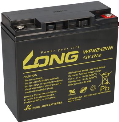 Kung Long Akku 12V 22Ah Bleibatterie WP22-12NE Zyklenfest