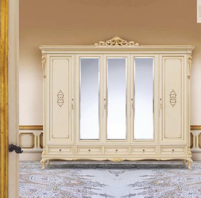 Kleiderschrank Groß Schrank Kleider Schränke Schlafzimmer Spiegel Holz Beige XXL