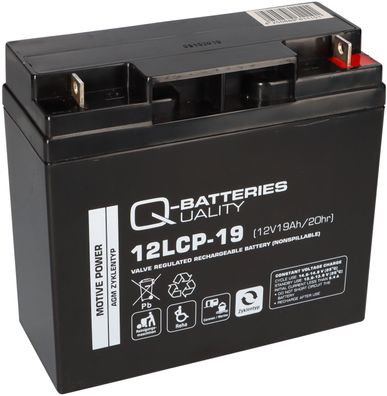 B-Ware Q-Batteries 12LCP-19 / 12V - 19Ah Blei Akku Zyklentyp AGM - Deep Cycle VRLA