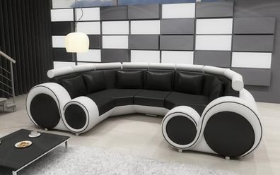 XXL Wohnlandschaft Ledersofa Design Polster Garnitur Couch Ecksofa Big Sofa + USB