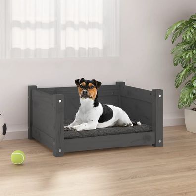 vidaXL Hundebett Grau 55,5x45,5x28 cm Massivholz Kiefer