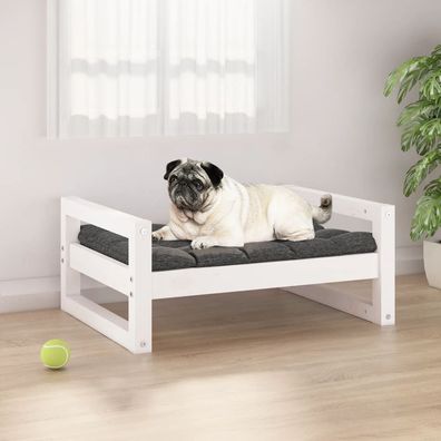 vidaXL Hundebett Weiß 65,5x50,5x28 cm Massivholz Kiefer