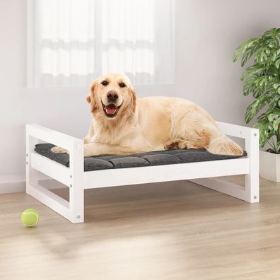 vidaXL Hundebett Weiß 75,5x55,5x28 cm Massivholz Kiefer