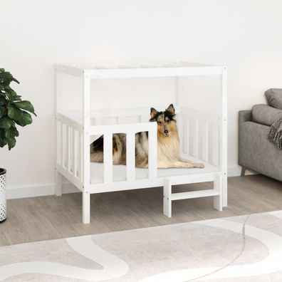 vidaXL Hundebett Weiß 105,5x83,5x100 cm Massivholz Kiefer