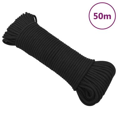 vidaXL Bootsseil Schwarz 4 mm 50 m Polypropylen