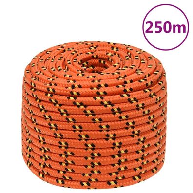 vidaXL Bootsseil Orange 12 mm 250 m Polypropylen