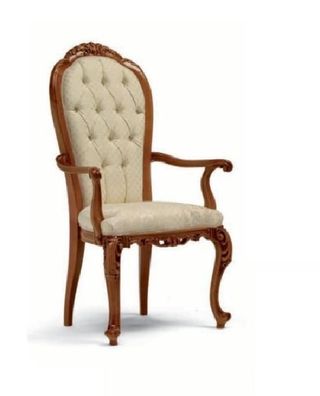 Stuhl Lehnstuhl Luxus Sessel Barock Rokoko Stühle Holz Braun Sitz Marzorati