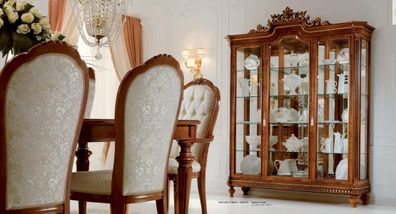 Vitrine Schränke Vitrinen Holz Luxus Wohnzimmer Möbel Schrank Braun Barock Neu