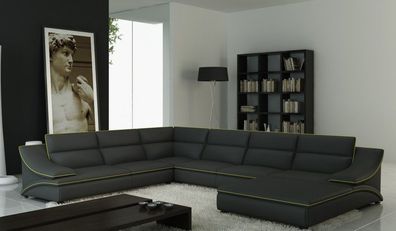 Ecksofa mit USB Ledersofa Wohnlandschaft Couch Sitz Eck Garnitur U Form EltmannG