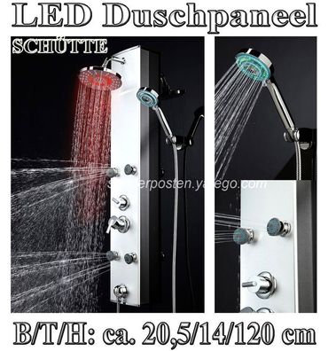 ECO Alu Led Duschsäule Überkopf Regendusche Wand Duschpaneel Massagedüse