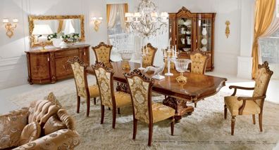 Esstisch Essecke Tisch Groß Tische Luxus XXL Braun Holz Esszimmer Barock 300 cm