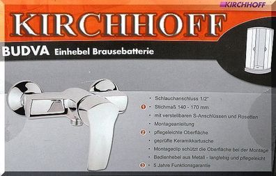 Kirchhoff BUDVA Duscharmatur Bad Brause Dusche Armatur Einhebelmischer chromt 31