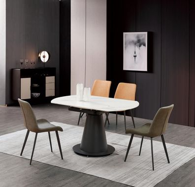 Design Esstisch Runder Tisch Esszimmer Wohnzimmer Tische 150x90 Edelstahl Möbel